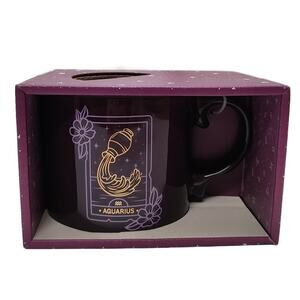 Purple & Gold Aquarius Zodiac 18oz Mug New With Gift Box